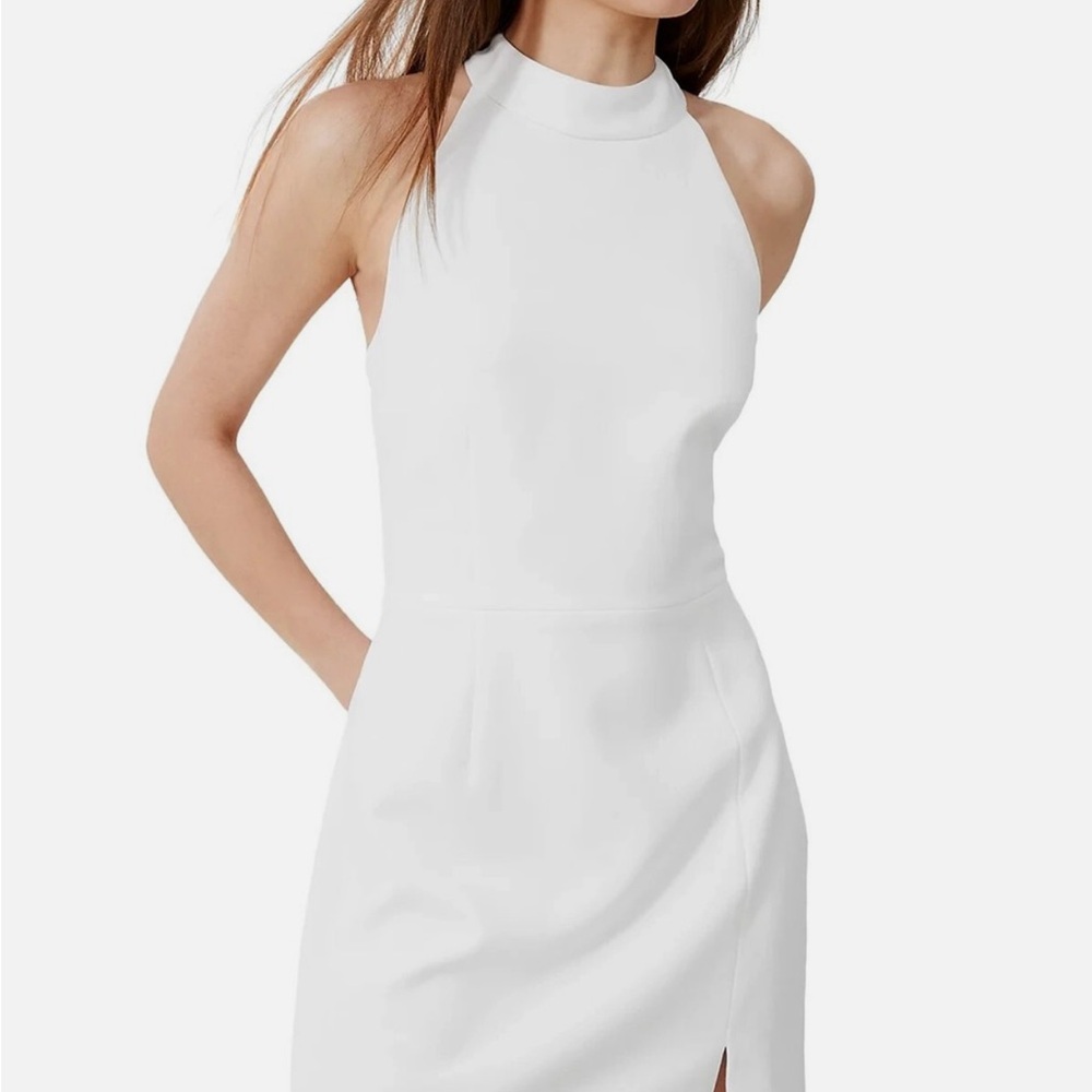 French Connection Whisper Racer Neck Dress- White